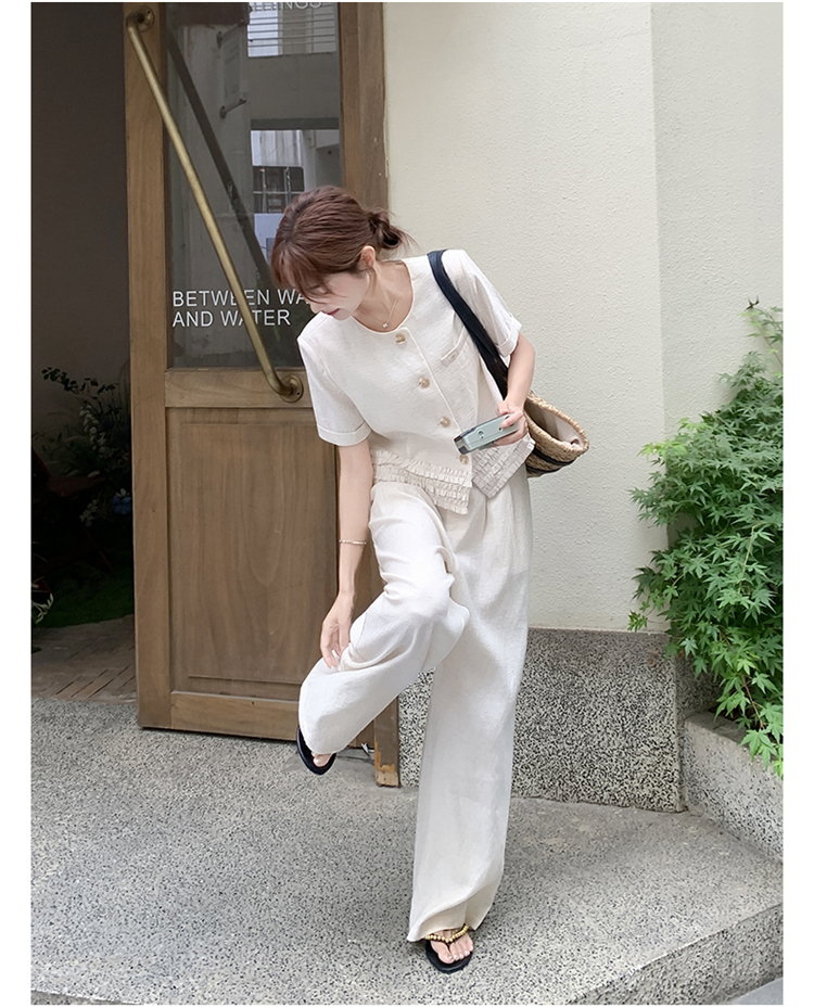 パンツセットアップ シャーリングポケット付きワイドセットアップ