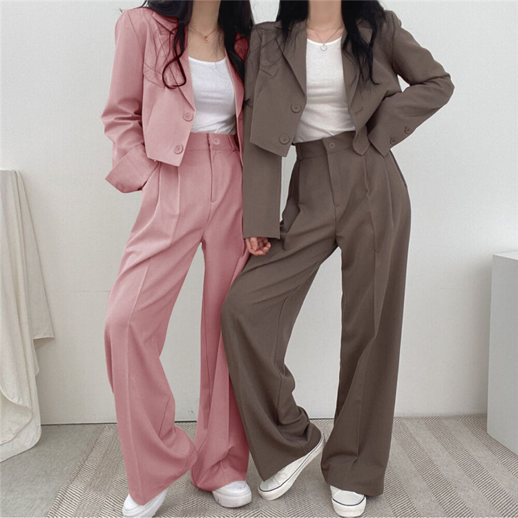 パンツセットアップ 上品シルエット ワイドパンツセット