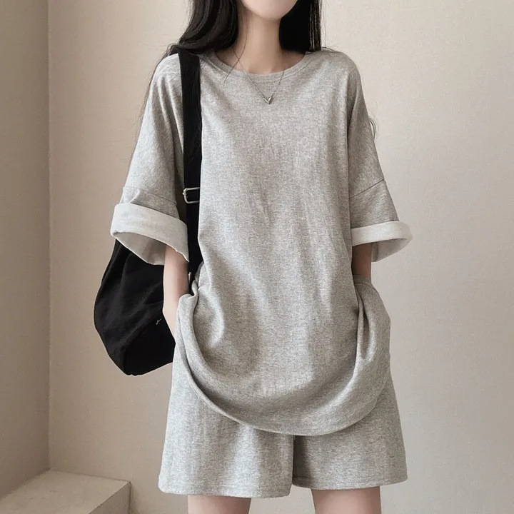 パンツセットアップ ゆったりオーバーサイズ上下セット半袖ショートパンツ