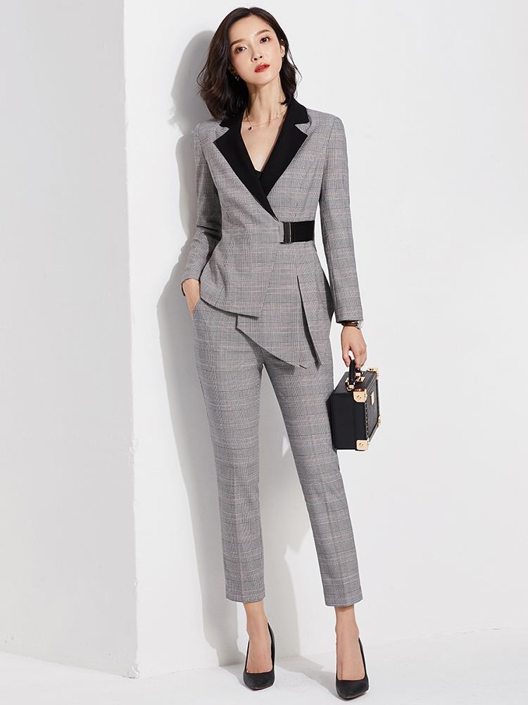 パンツセットアップ 千鳥格子柄テーラードジャケットパンツセットアップ