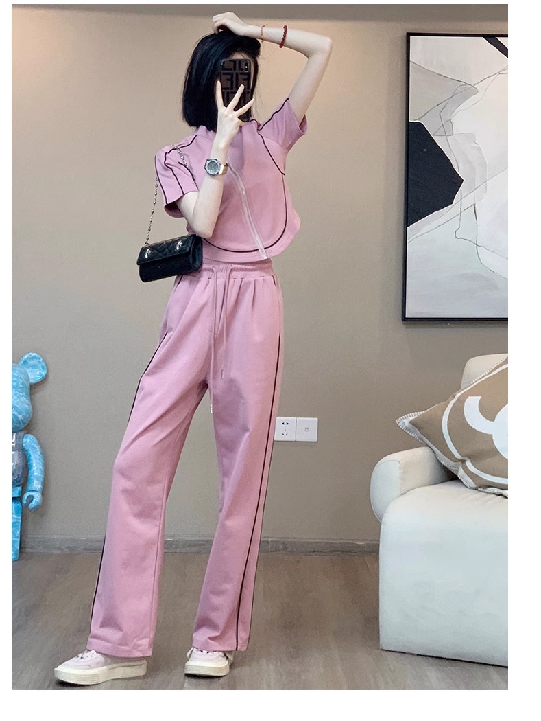 パンツセットアップ パイピングデザイン上品セットアップ