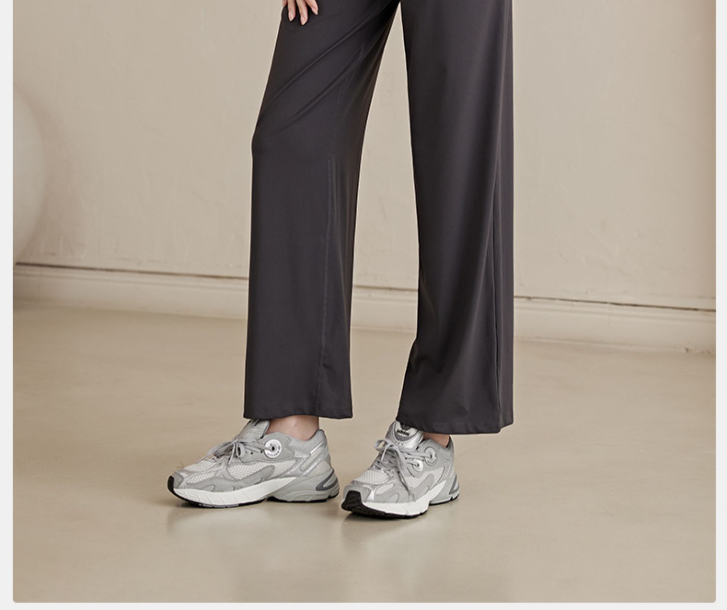 パンツセットアップ ハイウエストストレッチワイドパンツ