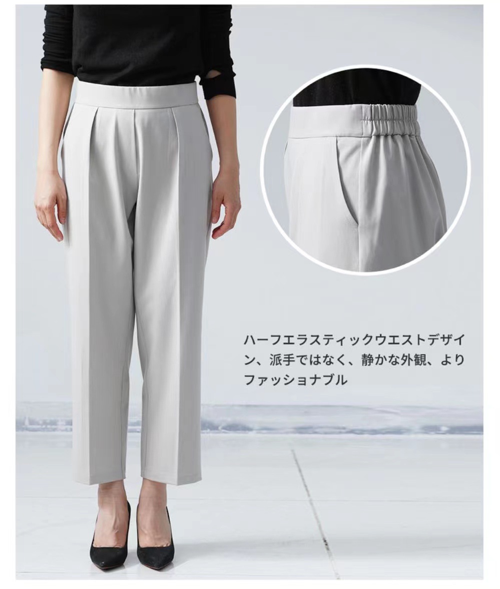 パンツセットアップ ゆったり袖ノーカラーパンツスーツ