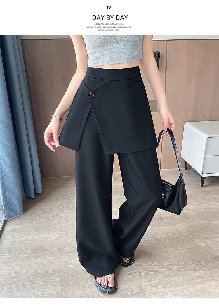 パンツセットアップ 重ね着風ラップデザインワイドパンツ