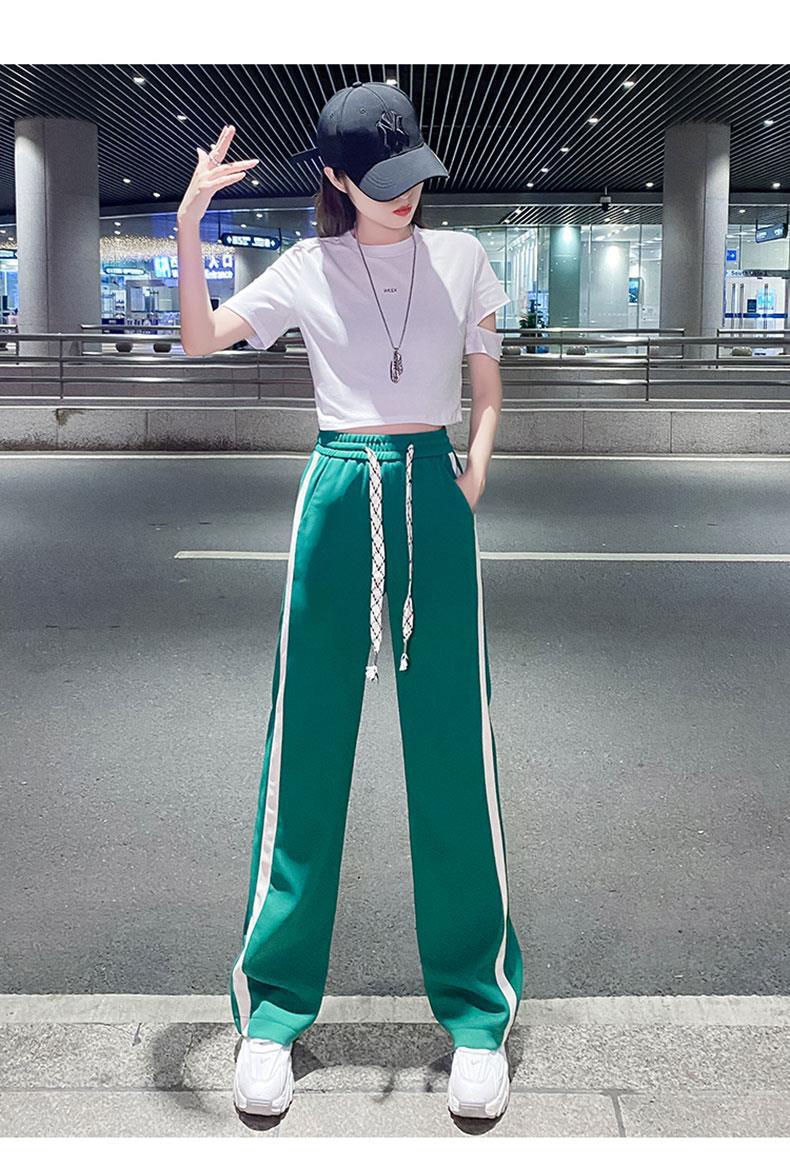 パンツセットアップ スポーティラインワイドパンツセット