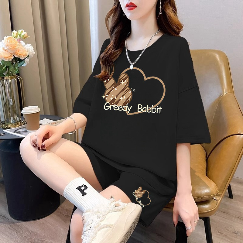 パンツセットアップ ショート うさぎモチーフ ゆったりパンツセット