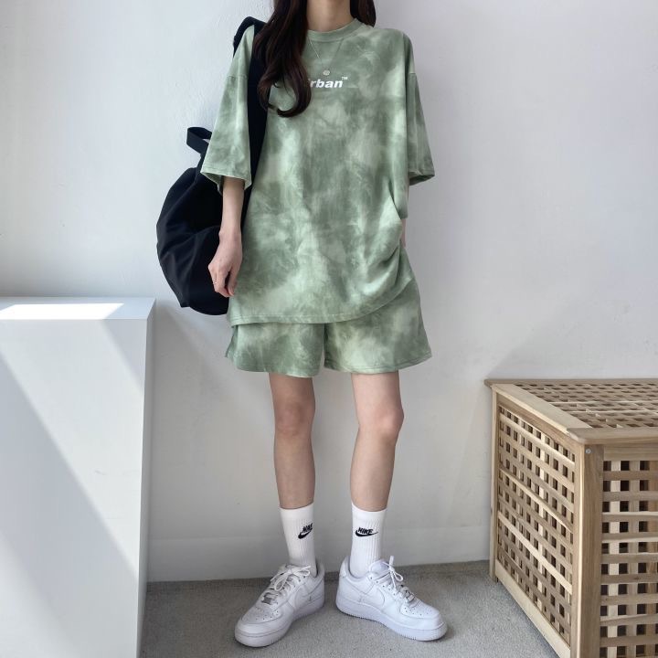 パンツセットアップ ムラ染め風ゆったりパンツセットアップ