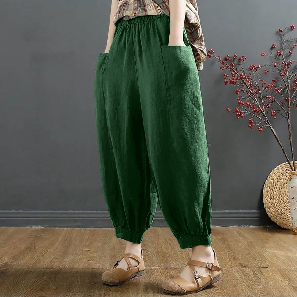 パンツセットアップ ワイドサルエルパンツ レディース ハイウエスト 綿麻