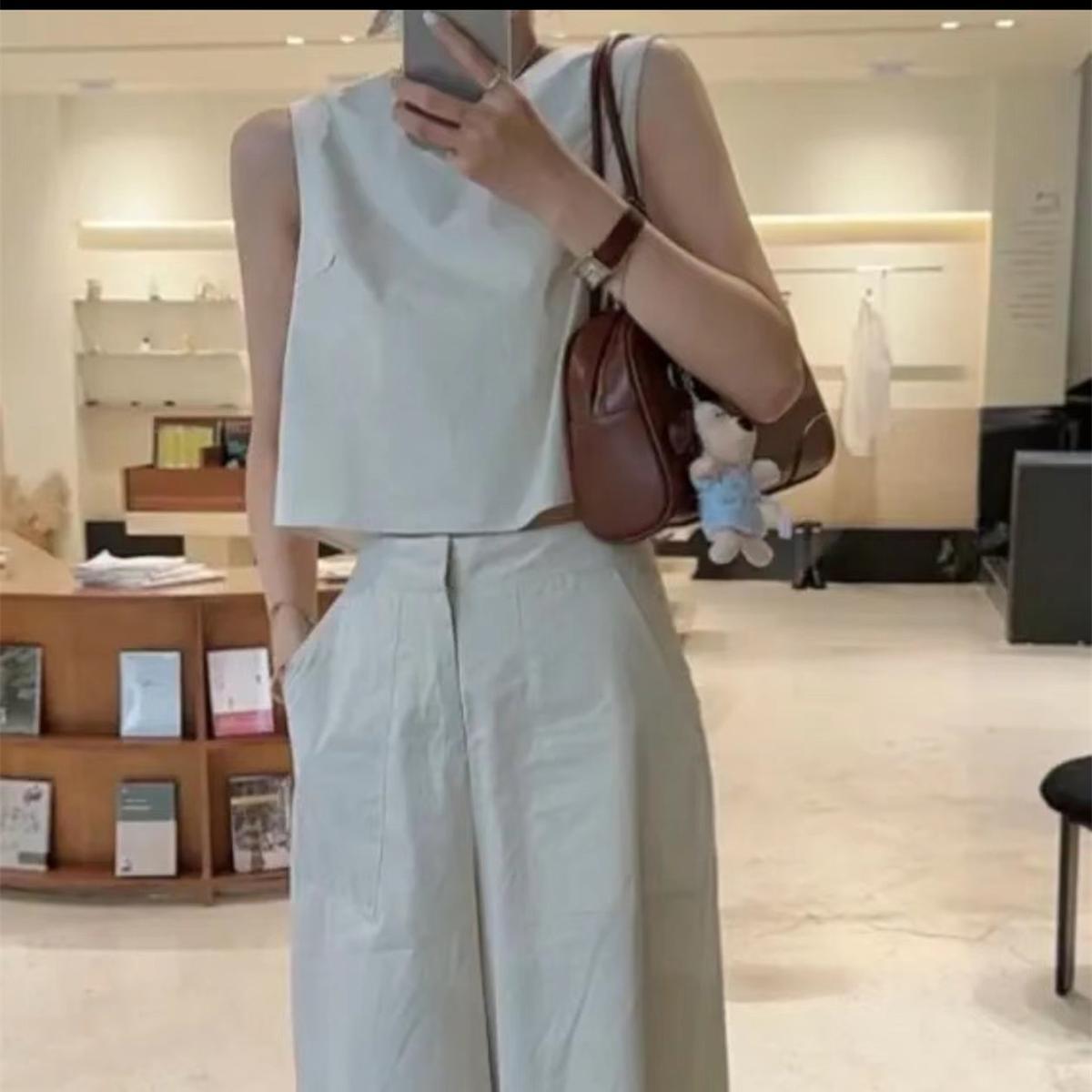 パンツセットアップ ノースリーブゆったりパンツセットアップ