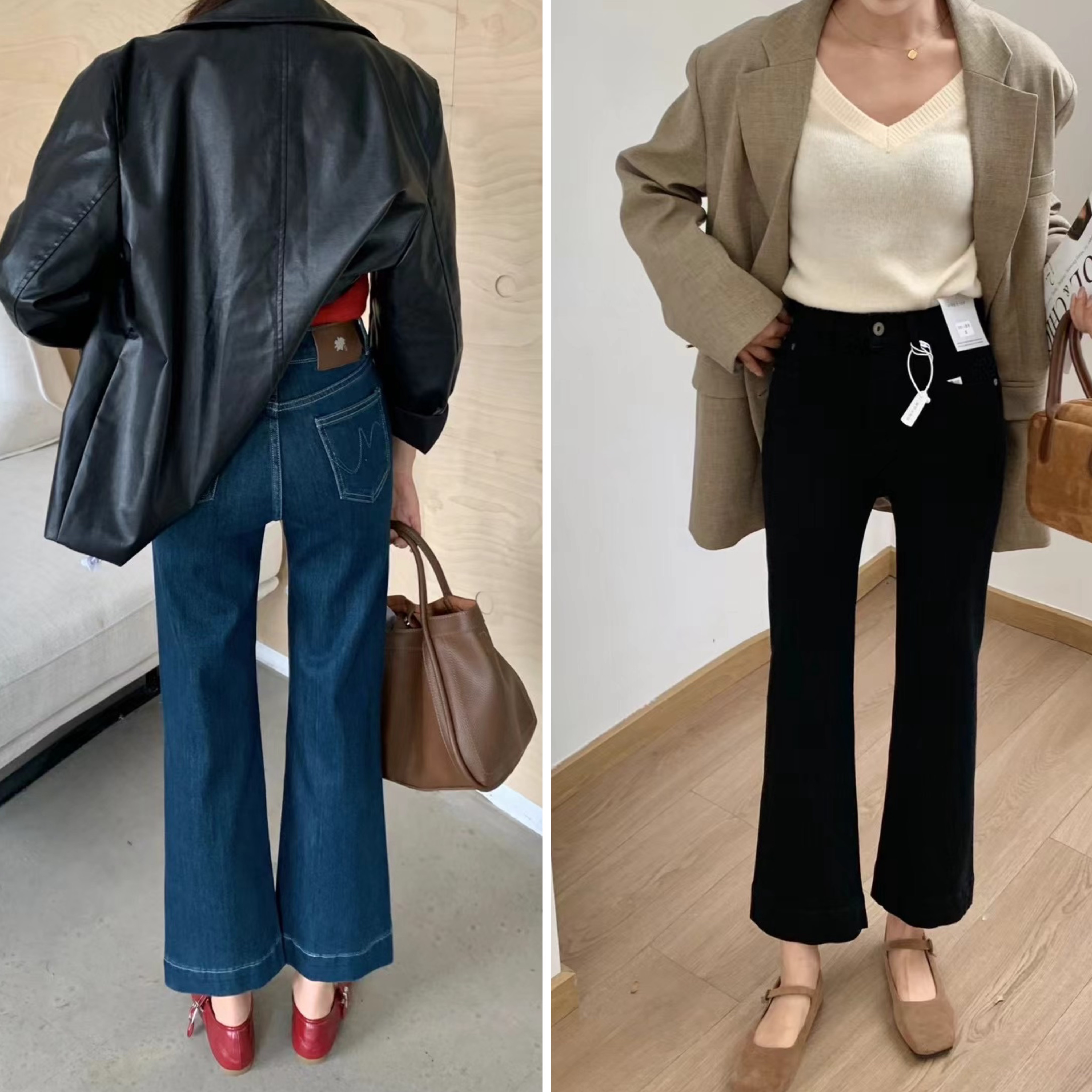 パンツセットアップ ハイウエストワイドデニムパンツ