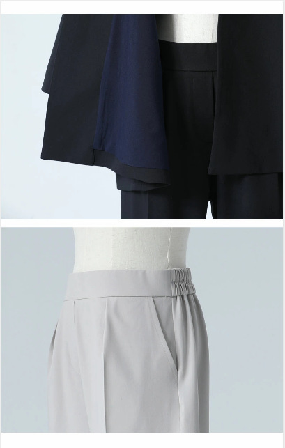 パンツセットアップ ゆったり袖ノーカラーパンツスーツ