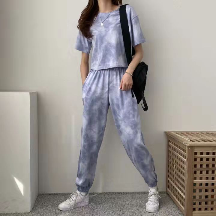 パンツセットアップ もやもや染め風ワイドセットアップ
