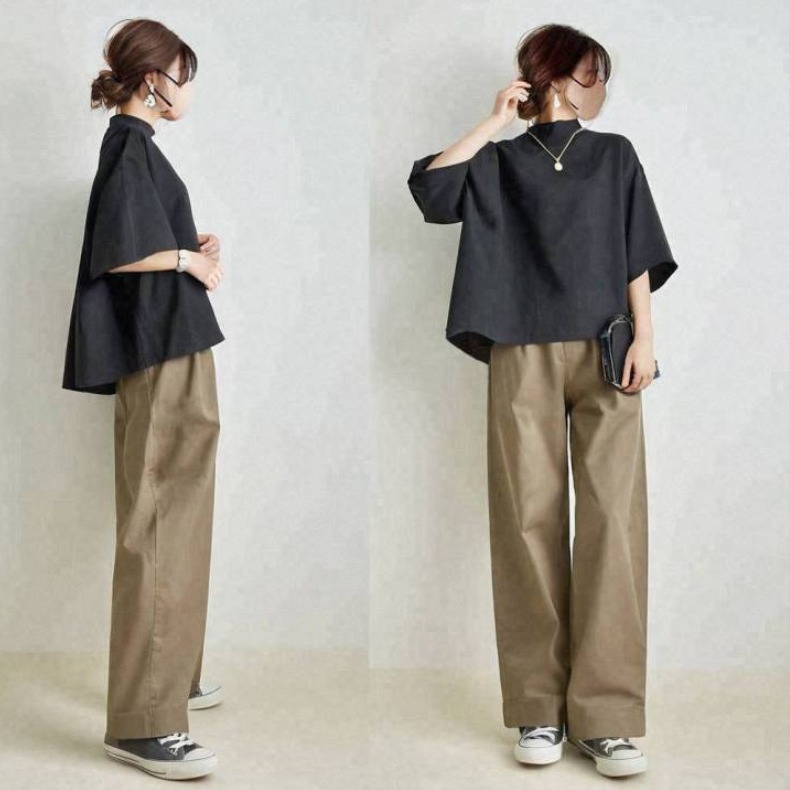 パンツセットアップ ゆったりフレアトップスワイドパンツセット