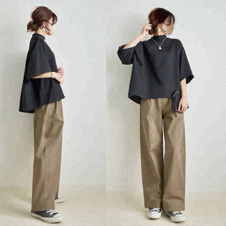 パンツセットアップ ゆったりフレアトップスワイドパンツセット