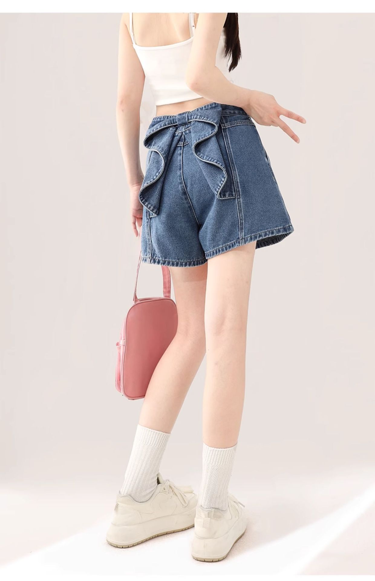 パンツセットアップ フリルデザイン デニムショートパンツ