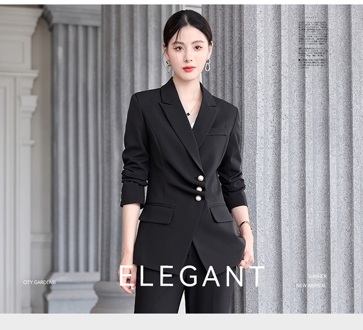 パンツセットアップ パールボタン付きダブルジャケットパンツセットアップ