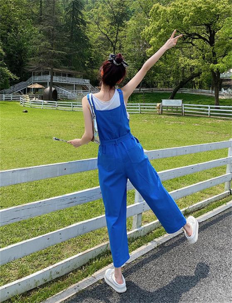 パンツセットアップ サスペンダー付きワイドオーバーオール カジュアル多機能パンツ