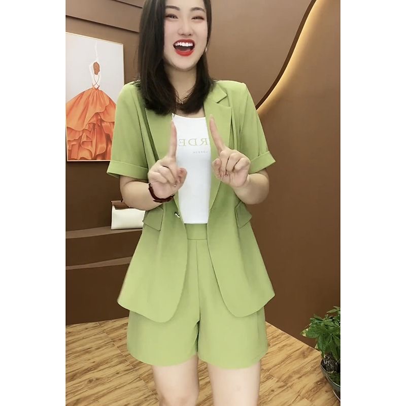 パンツセットアップ ゆったり半袖ジャケットショートパンツセット