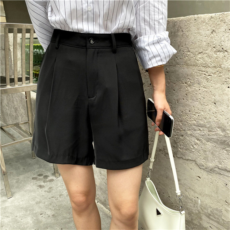 パンツセットアップ 上品シルエット タックショートパンツ