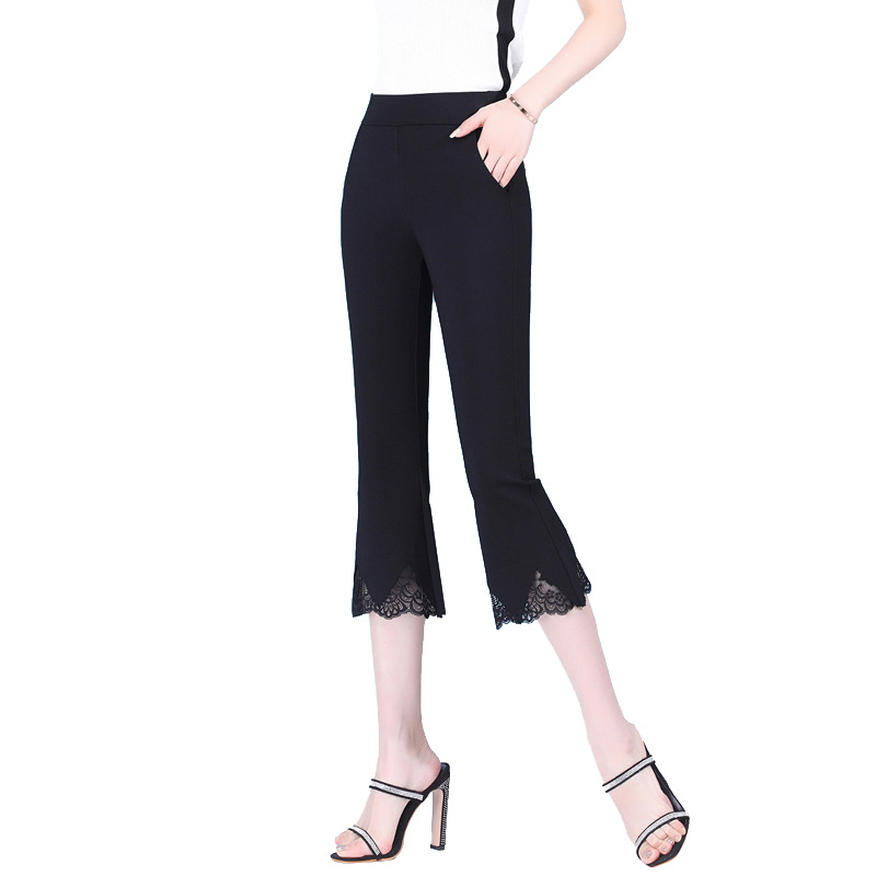 パンツセットアップ レース裾ワイドクロップドパンツ