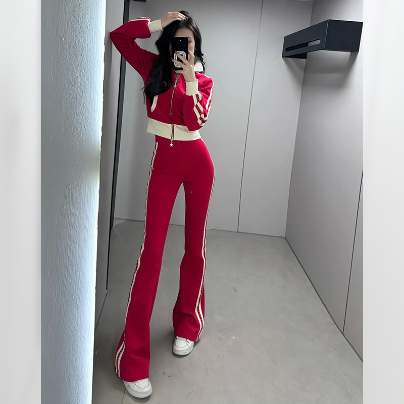 パンツセットアップ サイドラインワイドパンツセットアップ