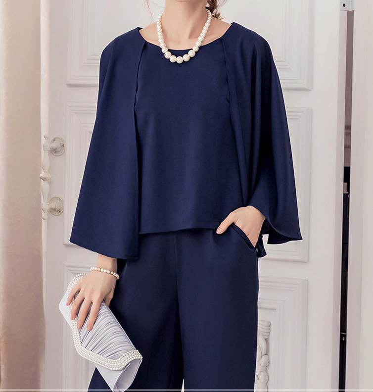 パンツセットアップ 上品ブラウス×ワイドパンツ フォーマル上下セットアップ