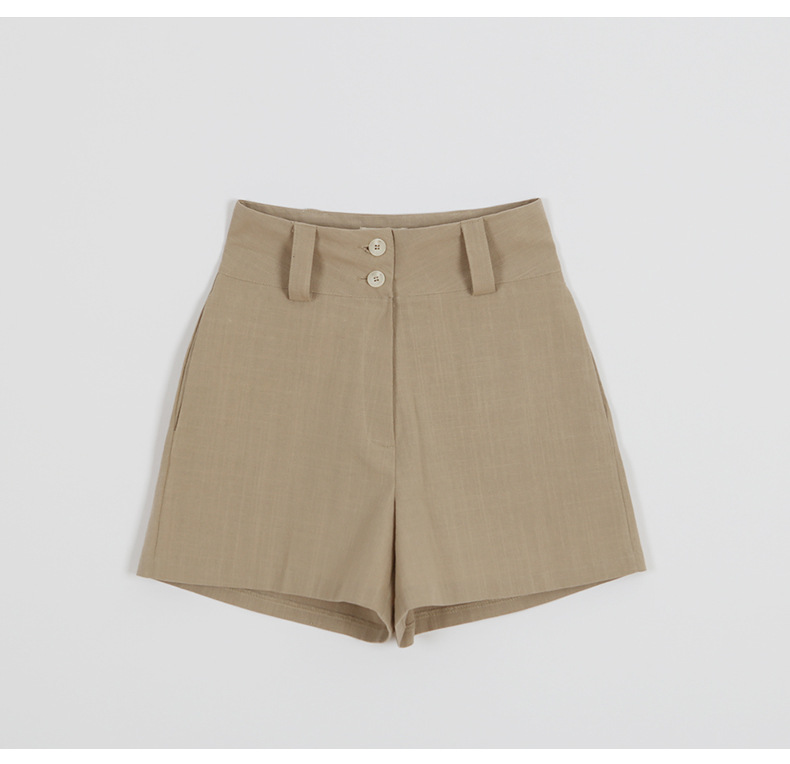 パンツセットアップ 半袖シャツ襟付きベルテッドショートつなぎ