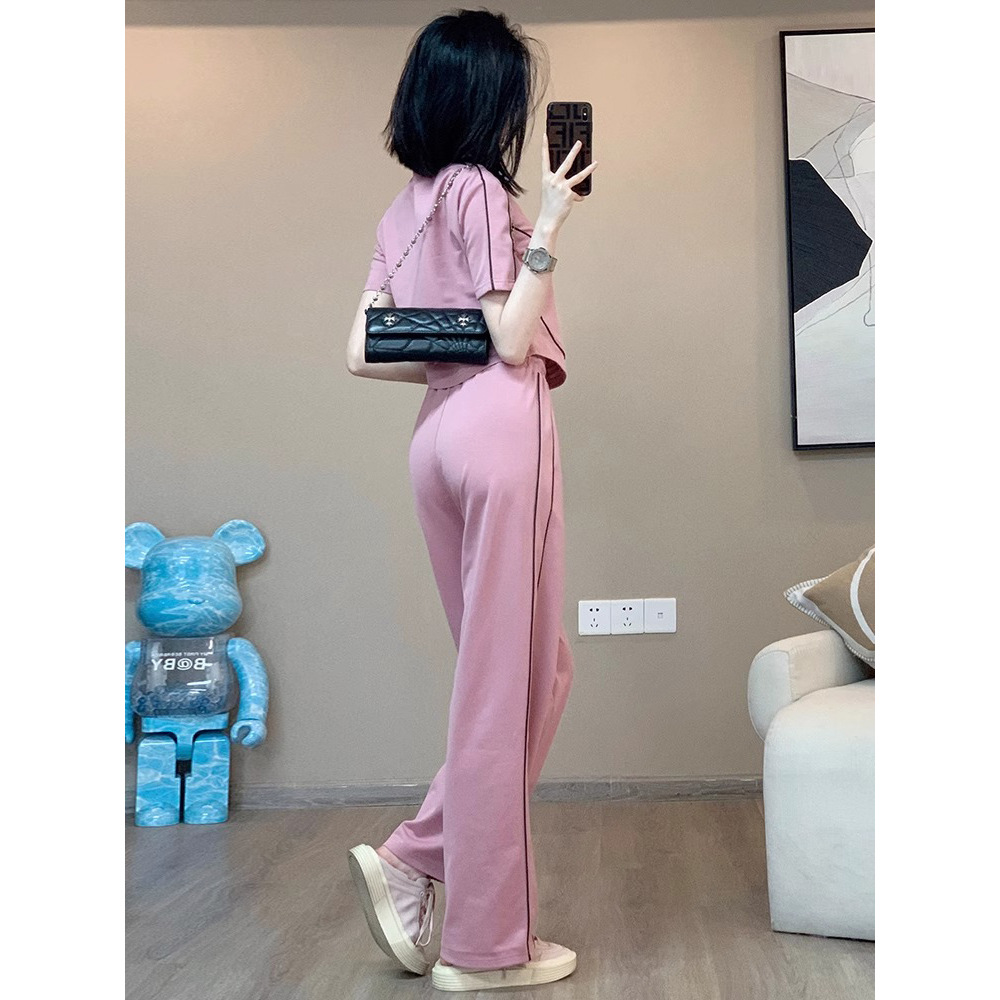 パンツセットアップ パイピングデザイン上品セットアップ