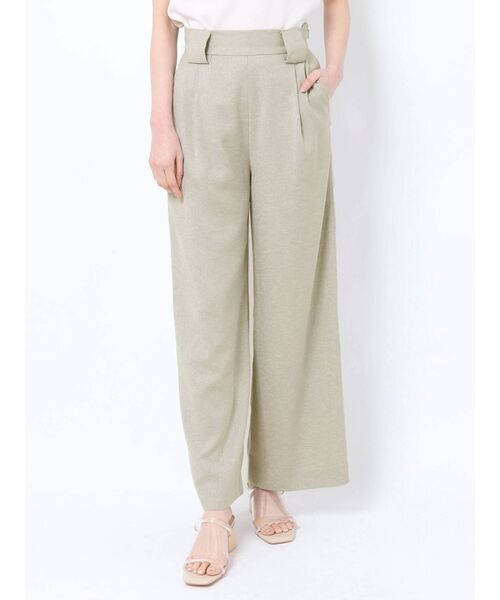 パンツセットアップ リボン付きハイウエストワイドパンツ