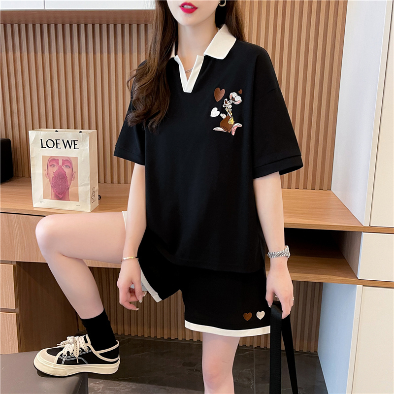 パンツセットアップ ショート キャラクター刺繍スキッパーパンツセット