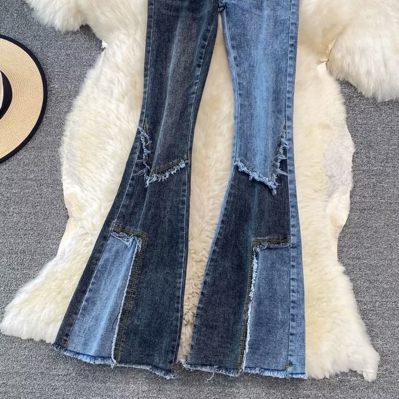 パンツセットアップ 切替デザインフレアパンツ