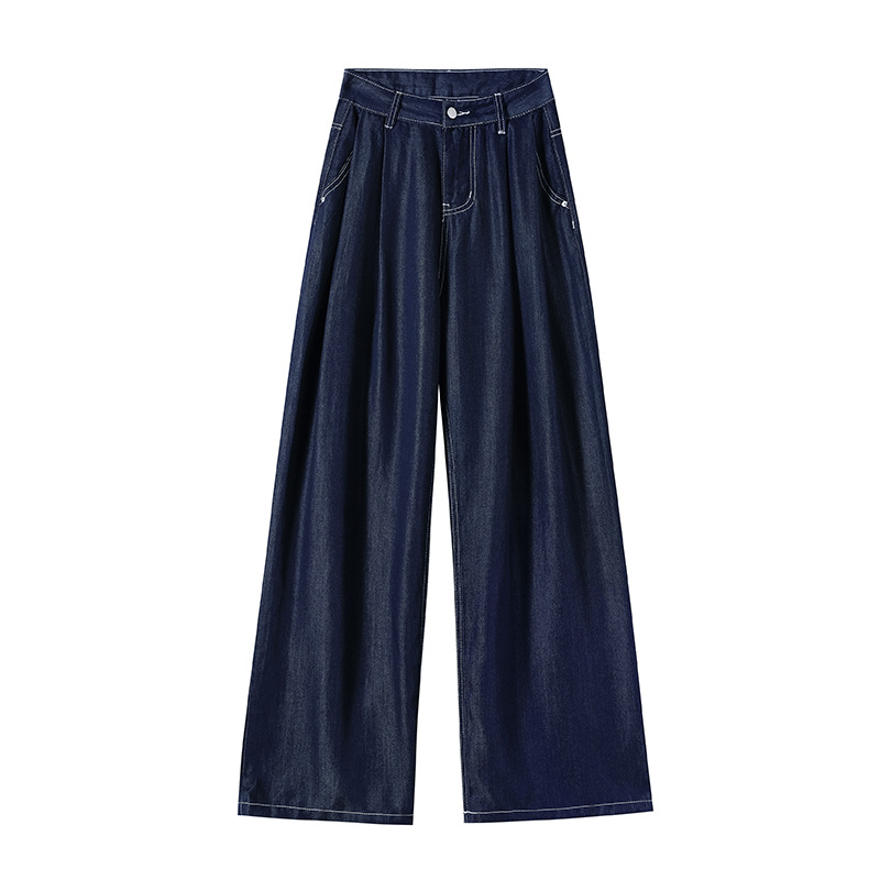 パンツセットアップ タック入りデニムワイドパンツ