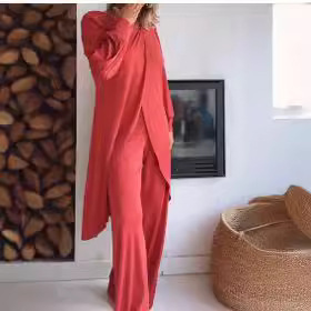 パンツセットアップ ドレープ風ワイドパンツセットアップ