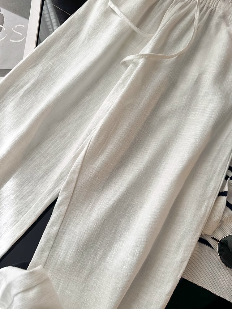 パンツセットアップ 麻混リネンワイドパンツセットアップ