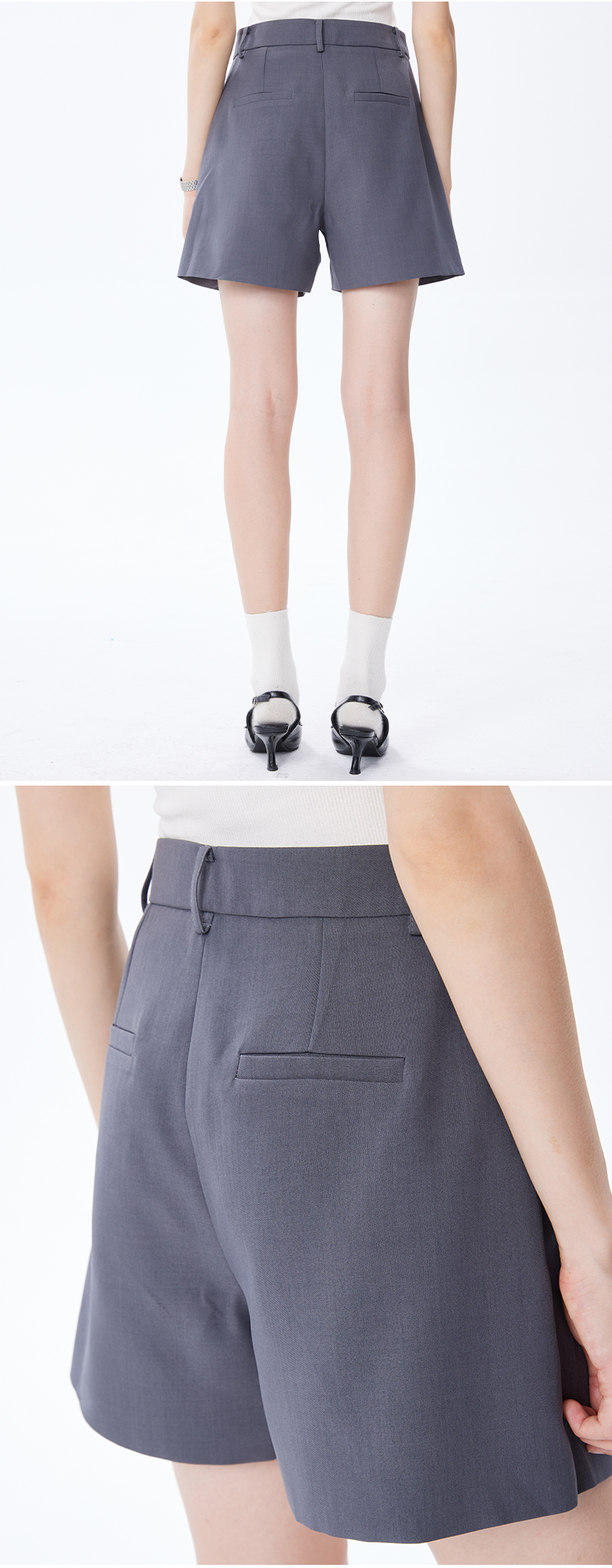 パンツセットアップ 洗練半袖ジャケットとショートパンツの組合せ