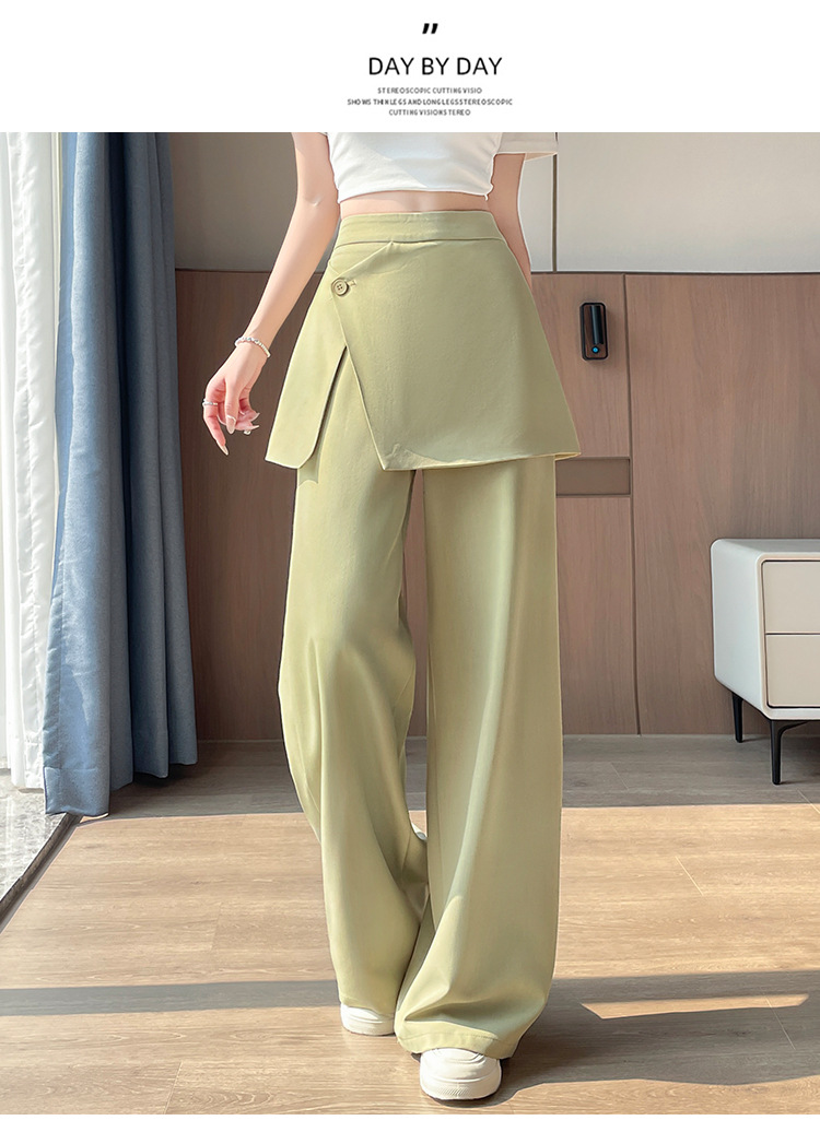 パンツセットアップ 重ね着風ラップデザインワイドパンツ