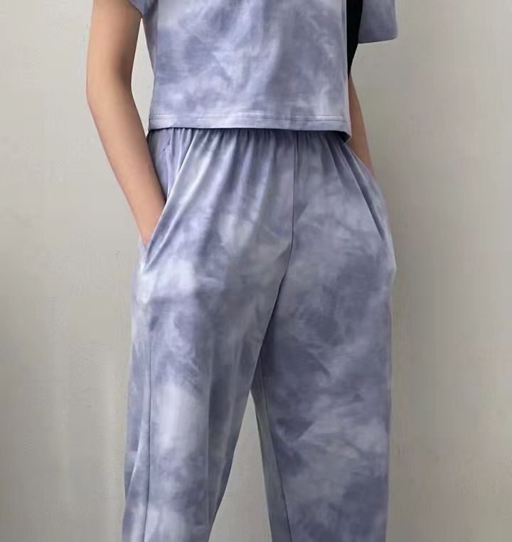 パンツセットアップ もやもや染め風ワイドセットアップ