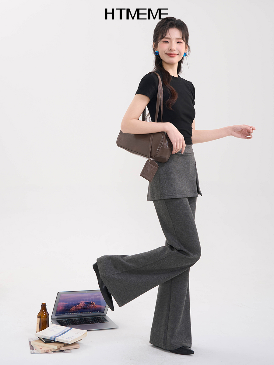 パンツセットアップ スカート見せワイドパンツセット
