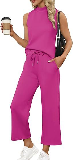 パンツセットアップ ノースリーブ リラックスワイドパンツセット