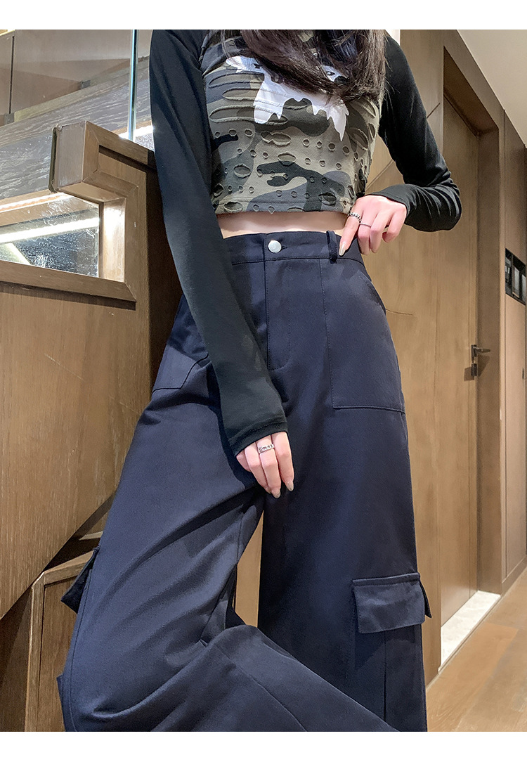 パンツセットアップ ゆったりカーゴポケット付きワイドパンツ