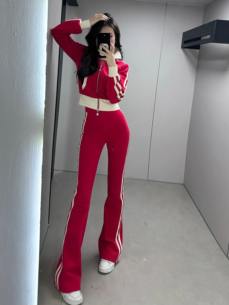 パンツセットアップ サイドラインワイドパンツセットアップ
