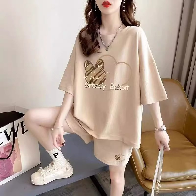 パンツセットアップ ショート うさぎモチーフ ゆったりパンツセット