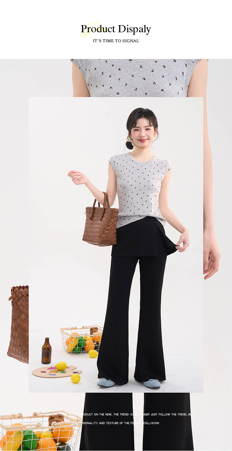 パンツセットアップ スカート見せワイドパンツセット