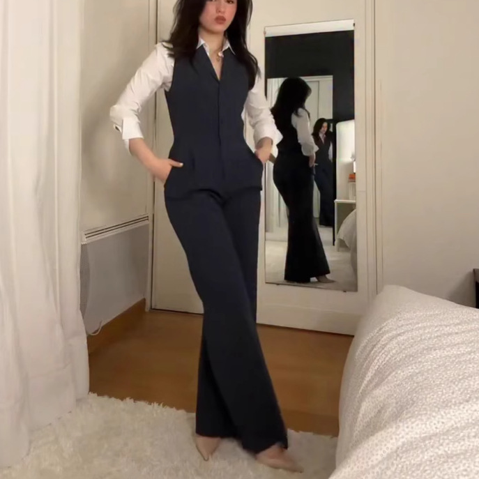 パンツセットアップ 上品ベストワイドパンツセット