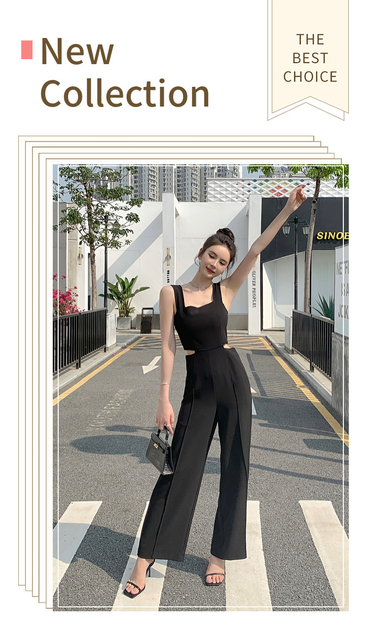 パンツセットアップ スクエアネック サイドカット ワイドパンツ