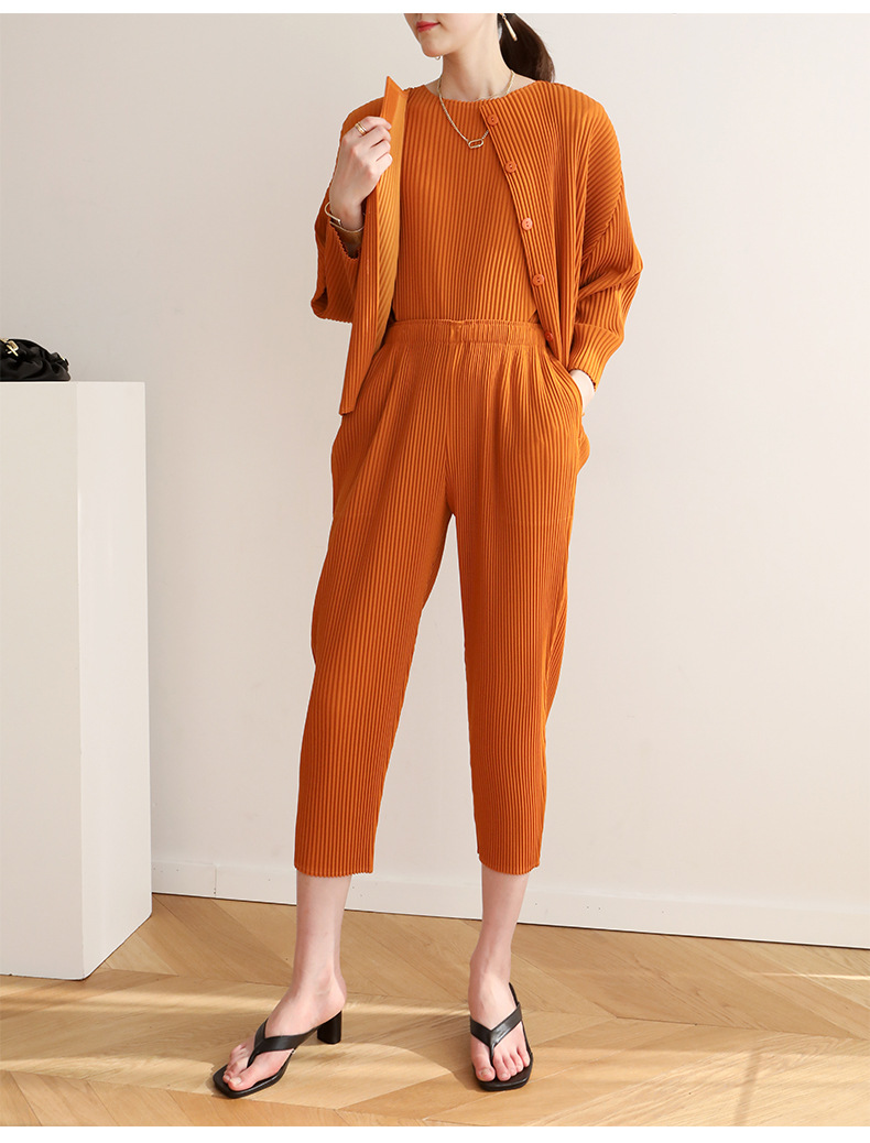 パンツセットアップ プリーツリラックスセットアップ