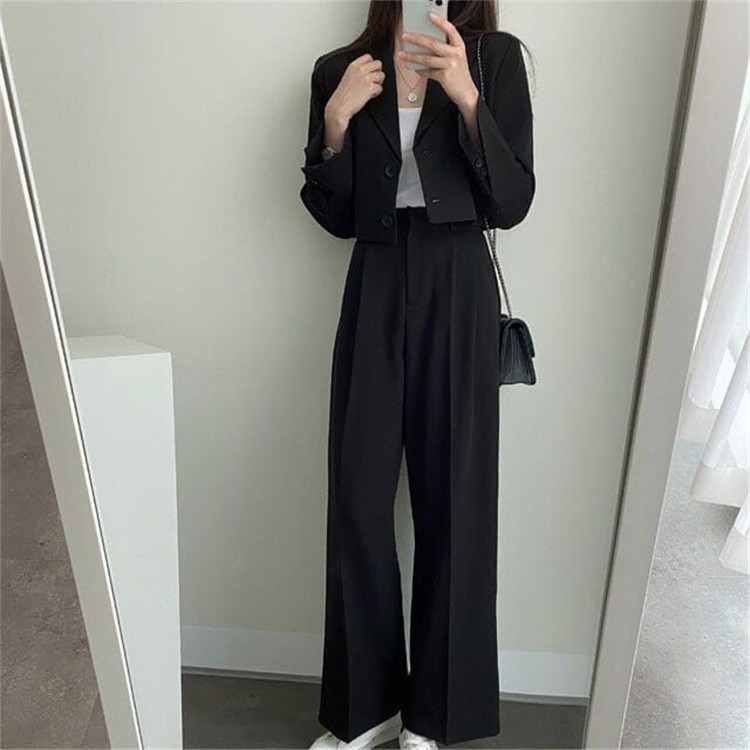パンツセットアップ 上品シルエット ワイドパンツセット