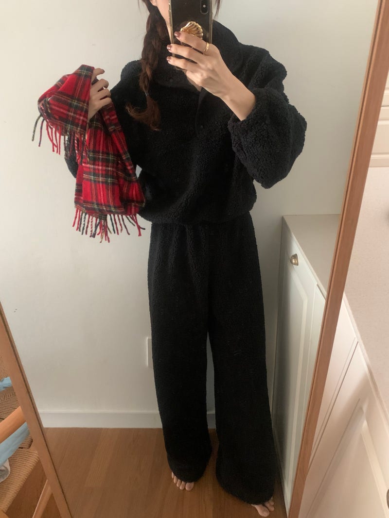 今季注目ふわもこ羊毛風ワイドパンツセットアップ