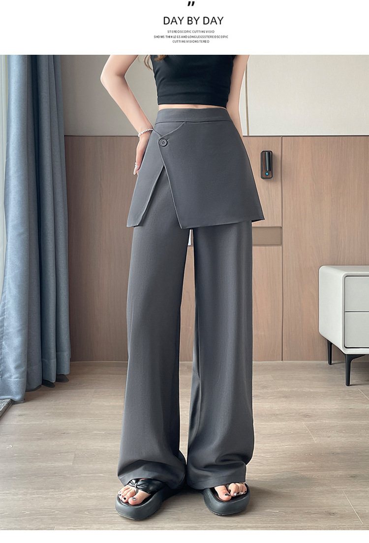 パンツセットアップ 重ね着風ラップデザインワイドパンツ