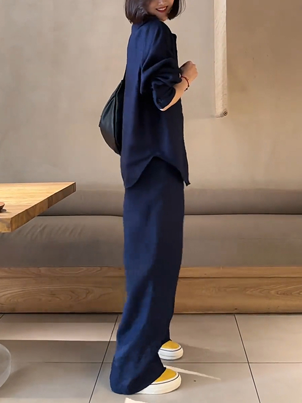 パンツセットアップ ワイド ゆったりシルエットスタンドカラーセット